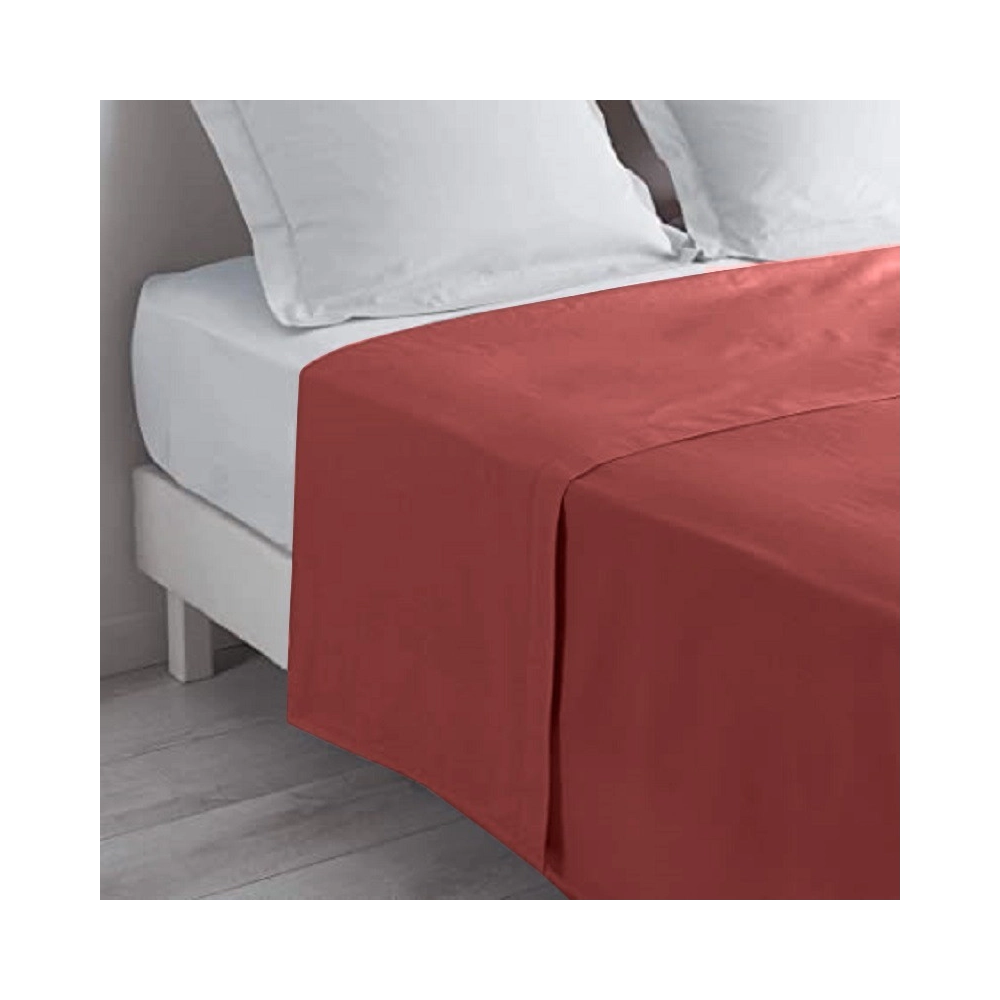 Drap plat Bordeaux 240x310 cm 100 % coton - Fabrication française, douceur et confort haut de gamme