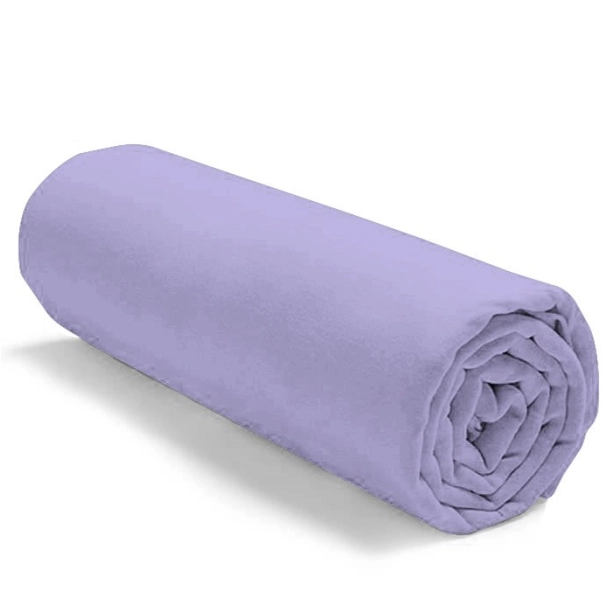 Drap housse 100 % coton couleur parme 120x190 cm - Qualité française, souplesse et confort supérieur durable, bonnet 30 cm