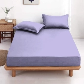 Drap housse 100 % coton couleur parme 120x190 cm - Qualité française, souplesse et confort supérieur durable, bonnet 30 cm