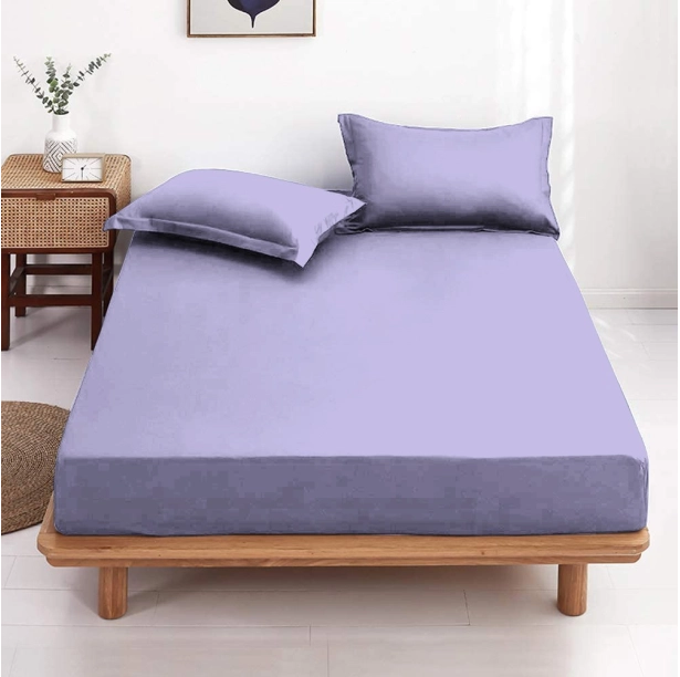 Drap housse 100 % coton couleur parme 120x190 cm - Qualité française, souplesse et confort supérieur durable, bonnet 30 cm