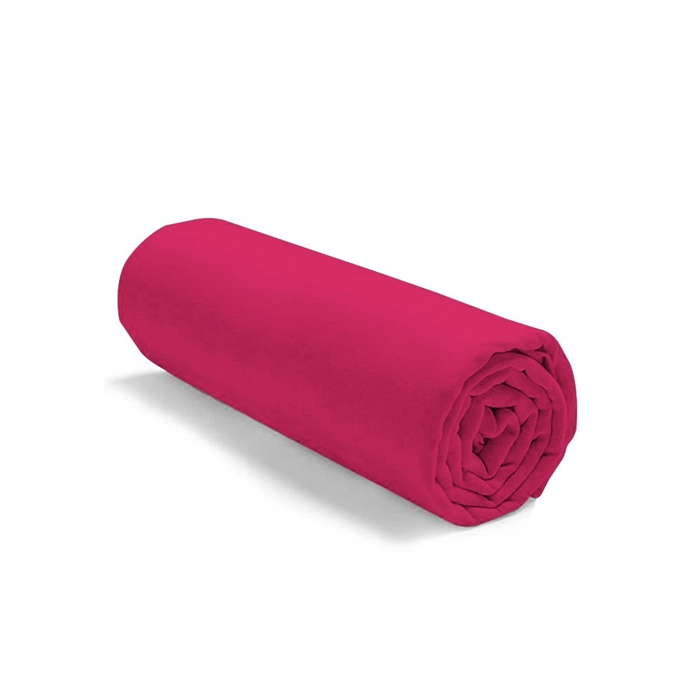Drap housse fuchsia 100 % coton 57 fils 120x190 cm - Qualité française, confort, douceur et résistance, bonnet 30 cm