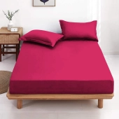 Drap housse fuchsia 100 % coton 57 fils 120x190 cm - Qualité française, confort, douceur et résistance, bonnet 30 cm