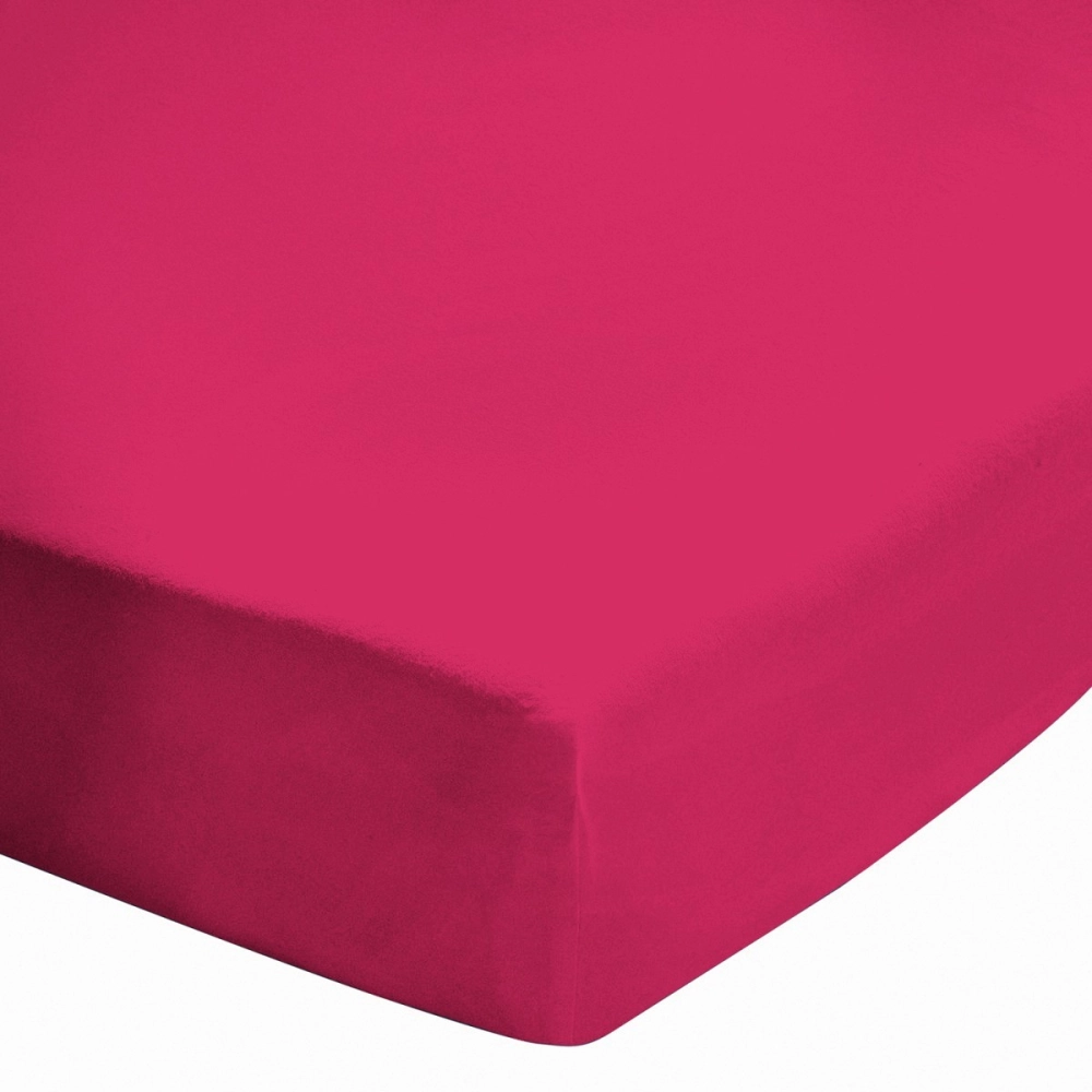 Drap housse fuchsia 100 % coton 57 fils 120x190 cm - Qualité française, confort, douceur et résistance, bonnet 30 cm