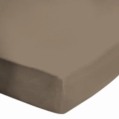 Drap housse taupe 120x190 cm - 100 % coton fibres longues, fabrication française, bonnet 30 cm, douceur et souplesse