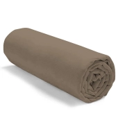 Drap housse taupe 120x190 cm - 100 % coton fibres longues, fabrication française, bonnet 30 cm, douceur et souplesse