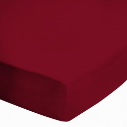 Drap Housse  Jersey 180x200 Bonnet 30cm  Coton Extensible Rubis