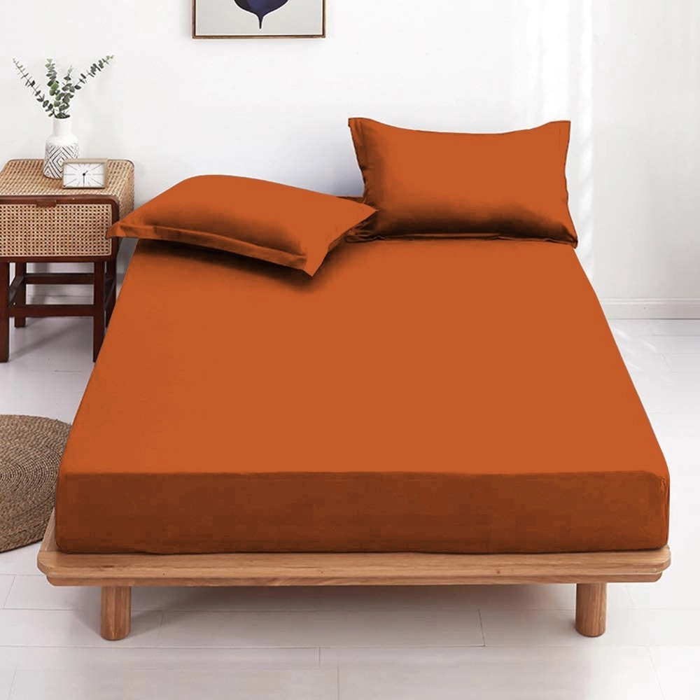 Drap housse 160x200 cm Cuivre - Terracotta BT 30 cm