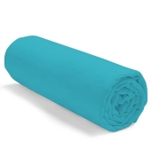 Drap Housse 120x190 cm Turquoise - Grand bonnet 27 cm - Fabrication Francaise