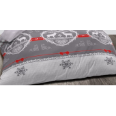 zoom motifs housse de couette style montagne gris blanc rouge