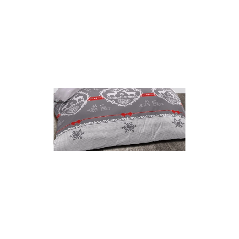 Housse de couette Winter Gris 200x200 cm + 2 taies 65x65 cm - 100 % coton, style chalet montagn, douceur et résistance