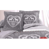 Housse de couette Winter Gris 200x200 cm + 2 taies 65x65 cm - 100 % coton, style chalet montagn, douceur et résistance