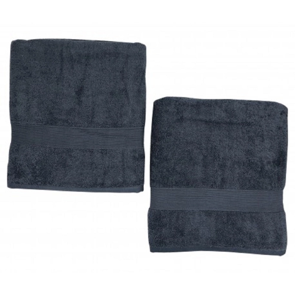 Lot de 2 draps de bain  é ponge 600 g/m² gris anthracite 70x140 cm - 100% coton, absorption oprimale et douceur