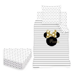 Housse de couette 140x200 Minnie Rayures et Pois + Drap housse 90x190 cm