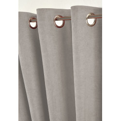 zoom rideau gelana avec fronce gris perle