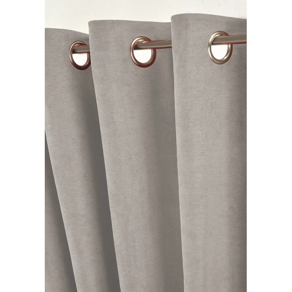 zoom rideau gelana avec fronce gris perle
