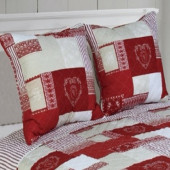 Couvre lit Cœur Rouge 230x250 + 2 taies oreillers 65x65cm assorties