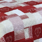 Couvre lit Cœur Rouge 230x250 + 2 taies oreillers 65x65cm assorties