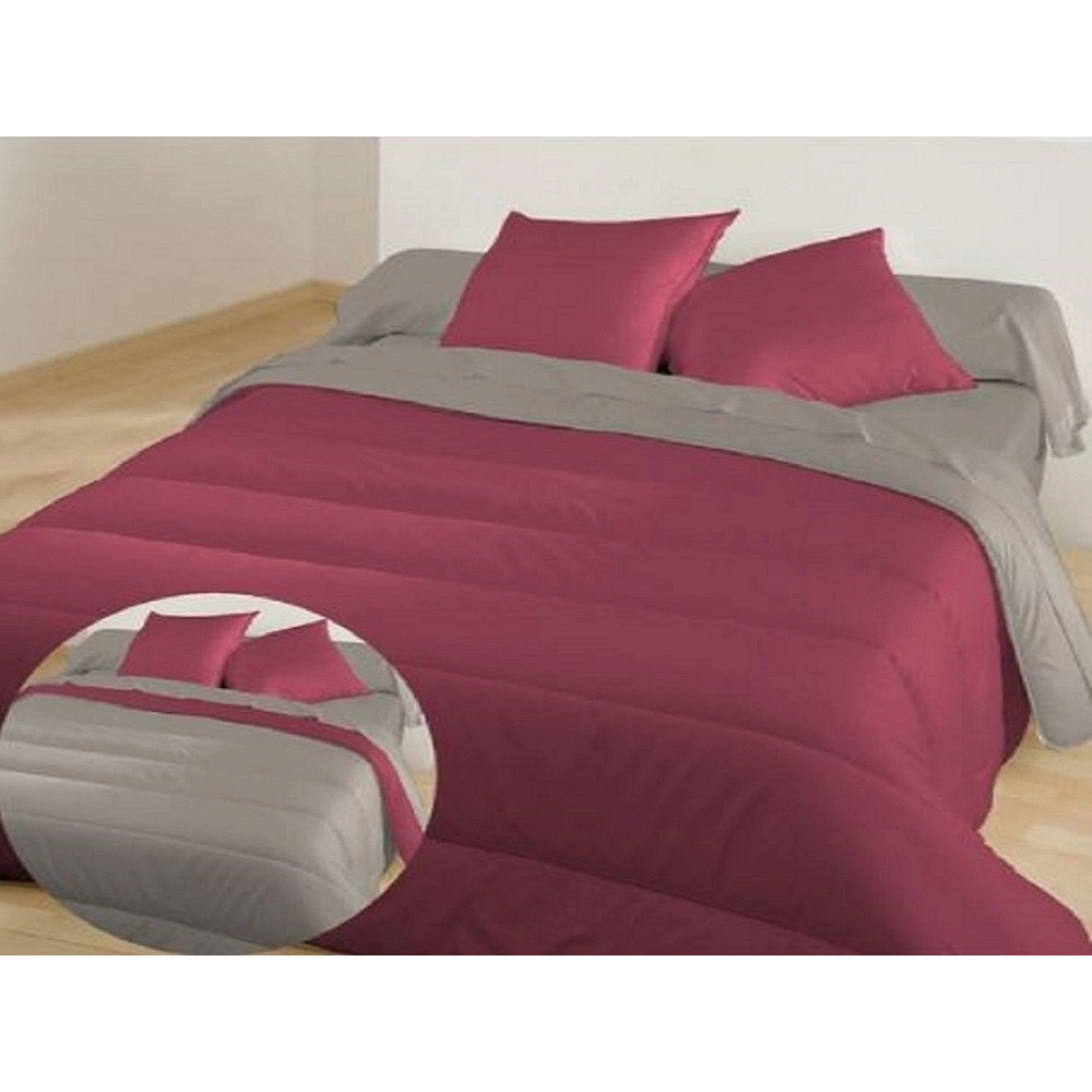 Couette Réversible Microfibre 140x200cm Bourgogne-Poivre lit 1 place