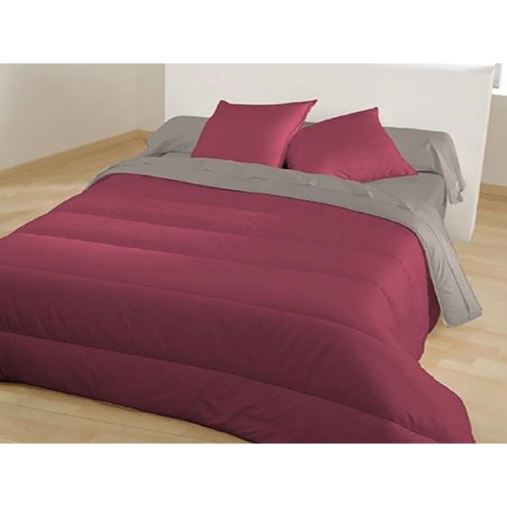 Couette Réversible Microfibre 140x200cm Bourgogne-Poivre lit 1 place