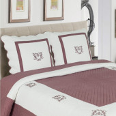 2 taies assorties avec boutis peaceland aubergine