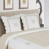 Couvre lit boutis Peaceland 100% coton + taie(s) carrée(s) assortie(s) – Brodé, léger et doux – Bicolore