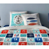 Housse de couette 220x240 Océan Bleu 100% Coton 57 fils/cm²