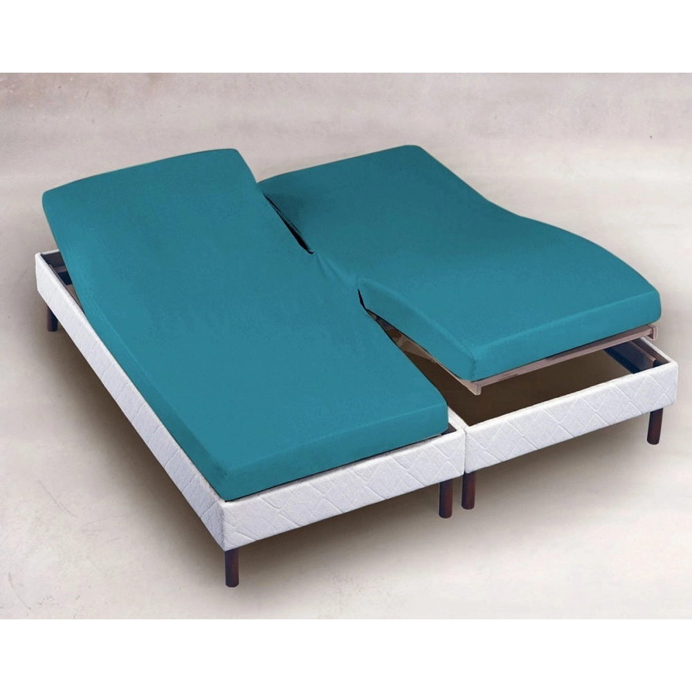Drap Housse 2x80x200 cm Bleu Canard TPR