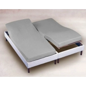 Drap housse gris souris 2x80x200 cm pour matelas têtes et pieds relevables - 100 % coton, bonnet 30 cm, fabrication française