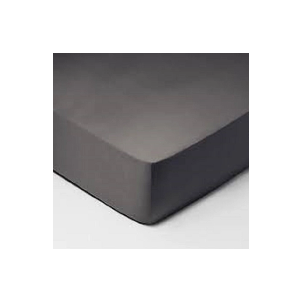 Drap housse anthracite 200x200 cm en coton 57 fils - Bonnets de 30 cm, fabrication française, confort et qualité supérieure