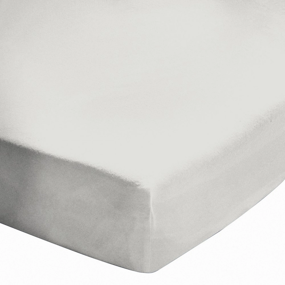 Drap housse gris souris 200x200 cm 100 % coton 57 fils - Fabrication française, bonnet 30 cm, toucher doux et qualité supérieure