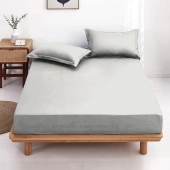 Drap housse gris souris 200x200 cm 100 % coton 57 fils - Fabrication française, bonnet 30 cm, toucher doux et qualité supérieure