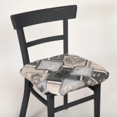 Lot de 6 Galettes de Chaise Chalet Grises 38x38 cm – Style Montagne – Assise Confortable et Lavable