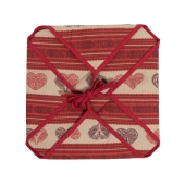 Lot de 6 galettes de chaise 38x38 cm – Motif Cœur Rouge Esprit Montagne – Assise confortable – Fixation stable avec lanières