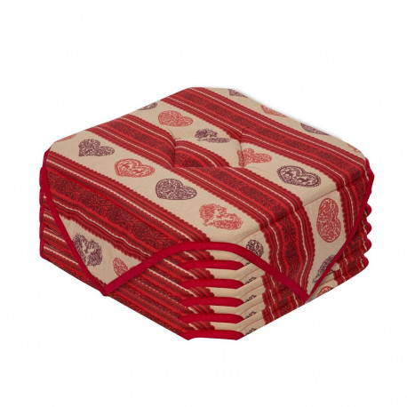 Lot de 6 galettes de chaise Cœur Rouge