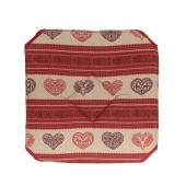 Lot de 6 galettes de chaise 38x38 cm – Motif Cœur Rouge Esprit Montagne – Assise confortable – Fixation stable avec lanières