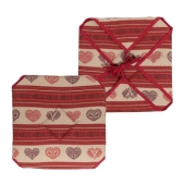 Lot de 6 galettes de chaise 38x38 cm – Motif Cœur Rouge Esprit Montagne – Assise confortable – Fixation stable avec lanières