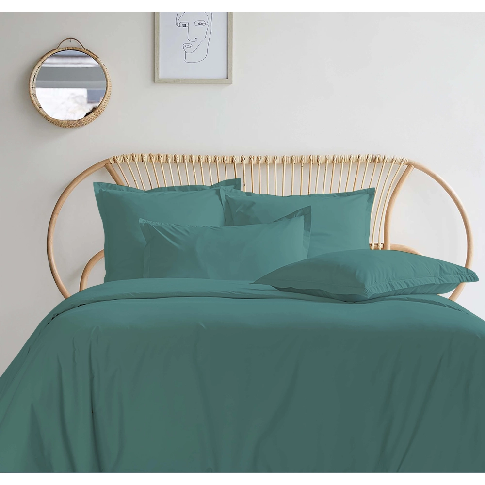 Housse de couette 280x240 + 2 taies 65x65 cm – 100% Percale – Tissage serré 80 fils - Finition rabat – Traitement Easy Care