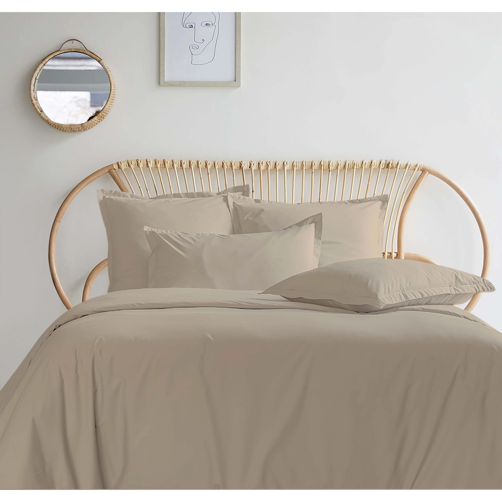 Housse de couette 280x240 + 2 taies 65x65 cm – 100% Percale – Tissage serré 80 fils - Finition rabat – Traitement Easy Care