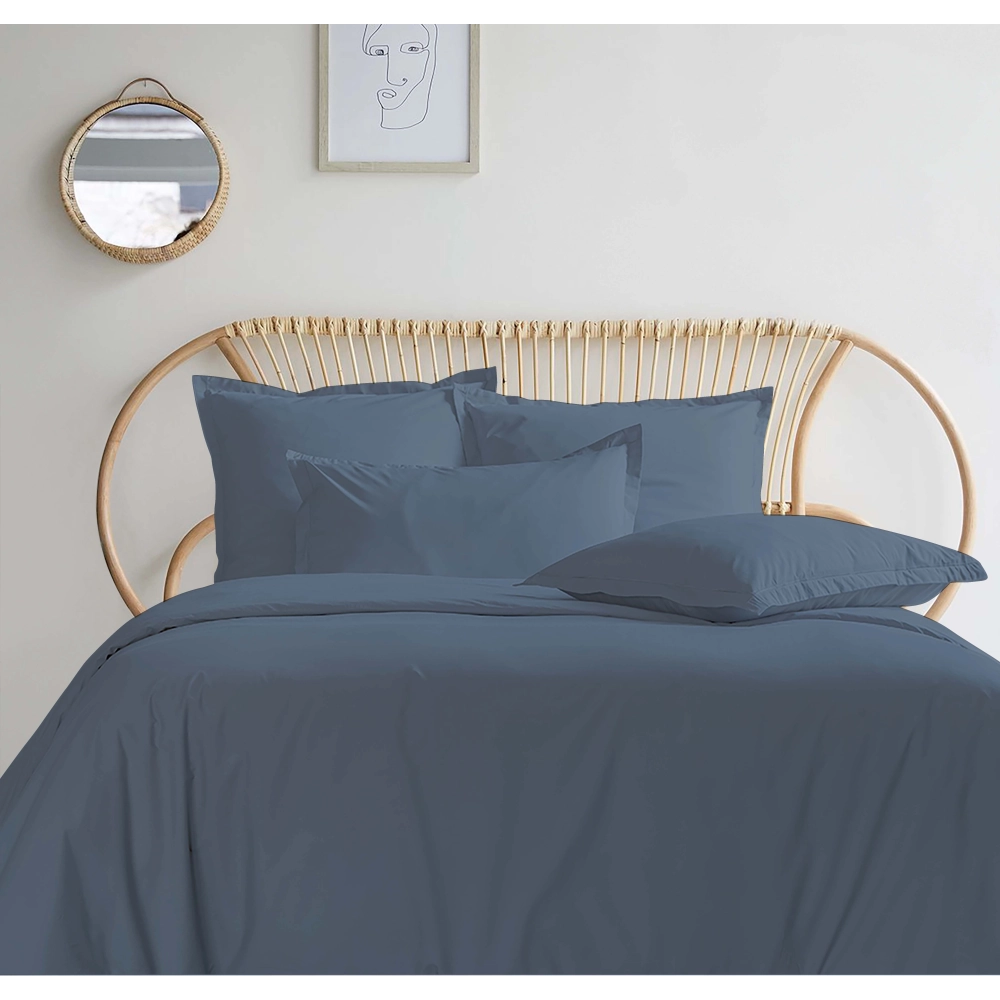 Housse de couette 280x240 + 2 taies 65x65 cm – 100% Percale – Tissage serré 80 fils - Finition rabat – Traitement Easy Care