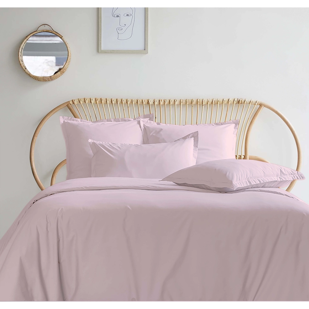 Housse de couette 280x240 + 2 taies 65x65 cm – 100% Percale – Tissage serré 80 fils - Finition rabat – Traitement Easy Care
