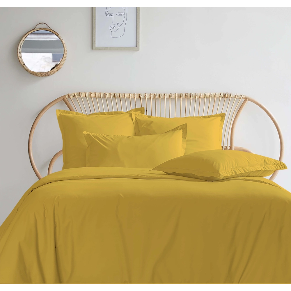 Housse de couette 280x240 + 2 taies 65x65 cm – 100% Percale – Tissage serré 80 fils - Finition rabat – Traitement Easy Care