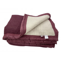 couverture laine prune écru