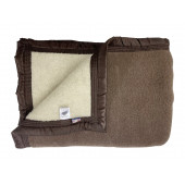 Couverture pure laine chocolat écru