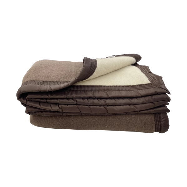 couverture laine chocolat écru 3 tailles 180x220 220x240 240x260