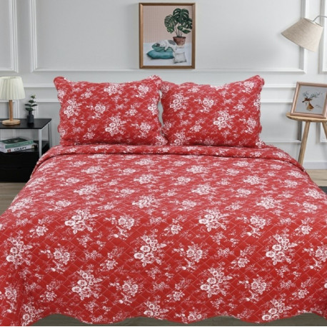 Couvre-lit 220X240cm Fleur Rouge  C-1-63