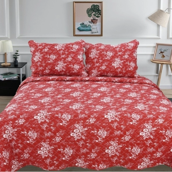 Couvre-lit 220X240cm Fleur Rouge  C-1-63