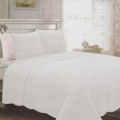 Couvre lit Boutis 1 place 180x240cm + 1 taie d'oreiller 65x65cm Blanc 100% coton