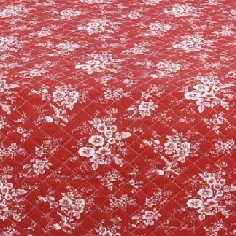 Couvre-lit Fleurs blanches sur fond rouge 220x240cm C-1-63