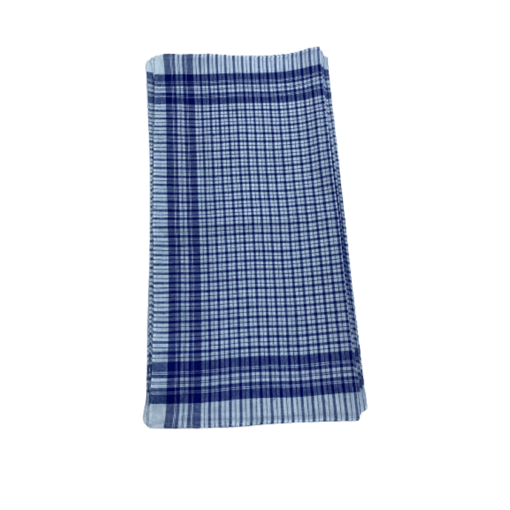 Lot de 6 Mouchoirs de Travail petits carreaux Bleu et Blanc 100% coton 40x40cm