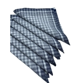 Lot de 6 Mouchoirs de Travail grands carreaux Bleu et Blanc 100% coton 40x40cm